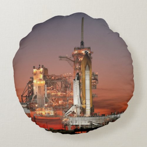 Red Sky for Space Shuttle Atlantis Launch Round Pillow