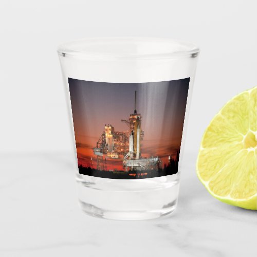 Red Sky for Space Shuttle Atlantis Launch Shot Glass