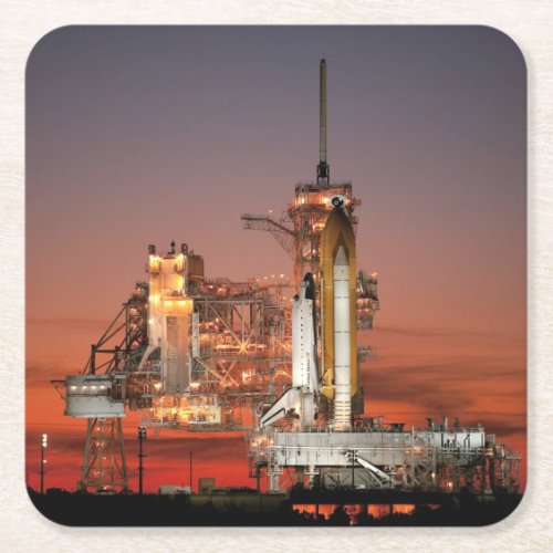Red Sky for Space Shuttle Atlantis Launch Square Paper Coaster