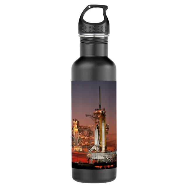 Red Sky for Space Shuttle Atlantis Launch Stainless Steel Water Bottle (Front)
