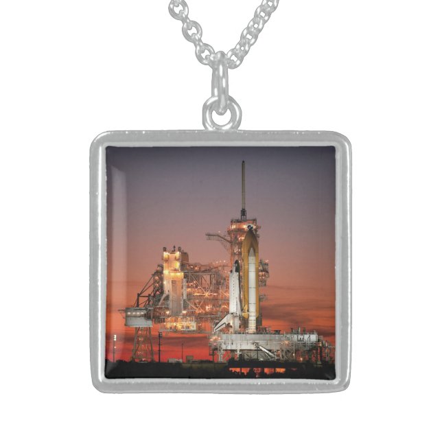 Red Sky for Space Shuttle Atlantis Launch Sterling Silver Necklace (Front)