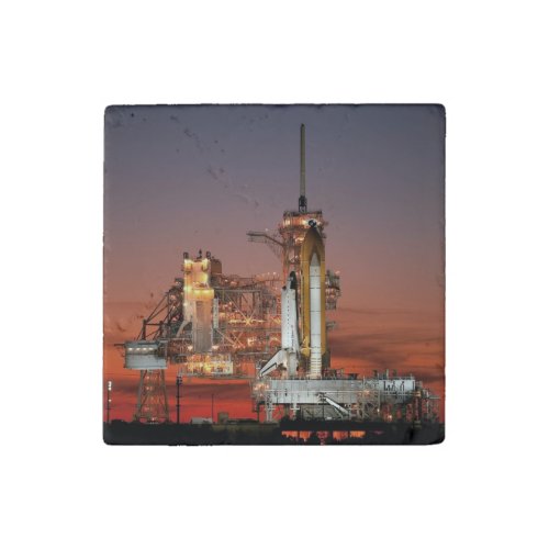 Red Sky for Space Shuttle Atlantis Launch Stone Magnet