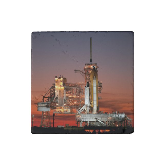 Red Sky for Space Shuttle Atlantis Launch Stone Magnet (First Magnet)