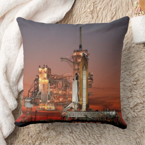Red Sky for Space Shuttle Atlantis Launch Throw Pillow