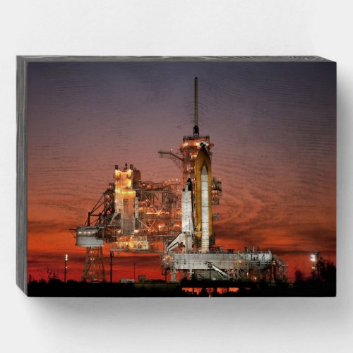 Red Sky for Space Shuttle Atlantis Launch Wooden Box Sign