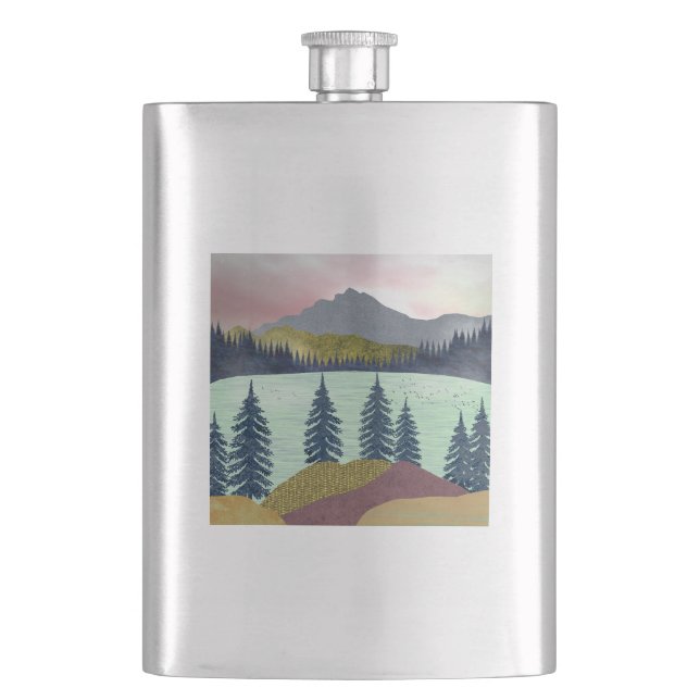 Red Sky Lake Landscape Flask (Front)