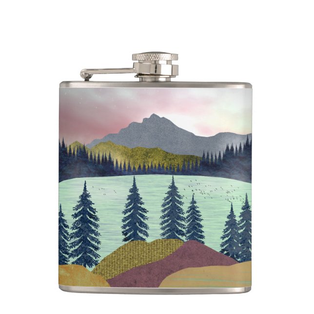 Red Sky Lake Landscape Flask (Front)