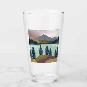 Red Sky Lake Landscape Glass
