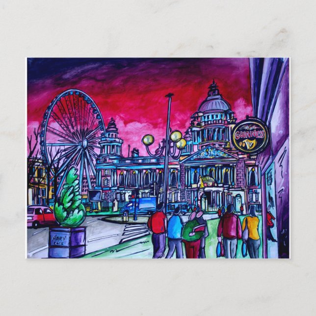Red Sky over Belfast City Hall Postcard (Front)