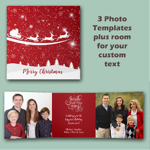 Red Sky Santa Sleigh Three Photo Template
