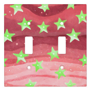 red sky with stars light switch cover