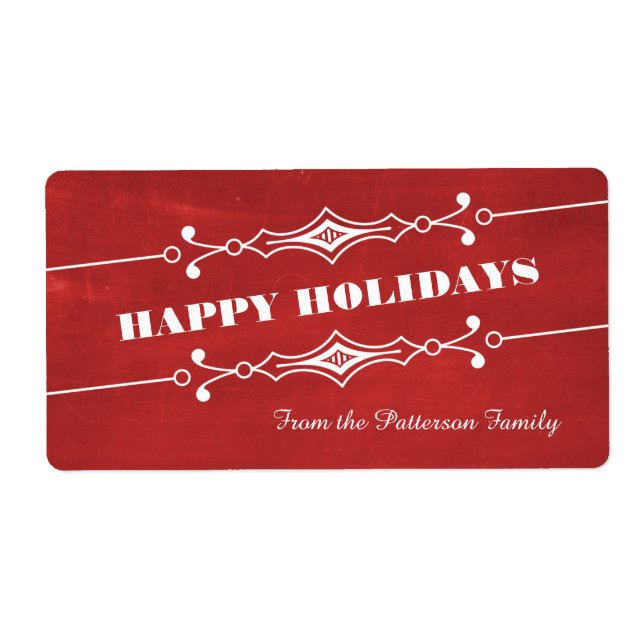 Red Slanted Chalkboard Holiday Labels (Front)