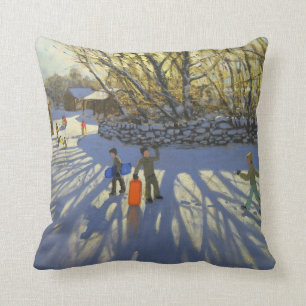Red sledge Monyash Derbyshire Throw Pillow