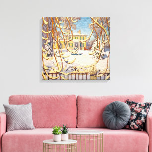 Red Sleigh House, Winter Lawren Harris Canvas Print