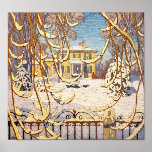 Red Sleigh House Winter  Lawren Harris  Poster