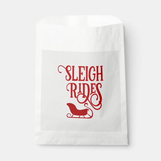 Red Sleigh Rides Holiday Favor Bag (Front)