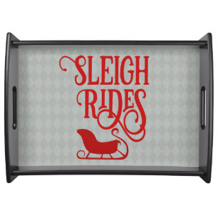 Red Sleigh Rides Holiday Serving Tray