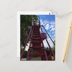 Red Slide in Burlington, Iowa Stairs to Climb Postcard