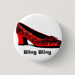 red slippers, Bling Bling Pinback Button