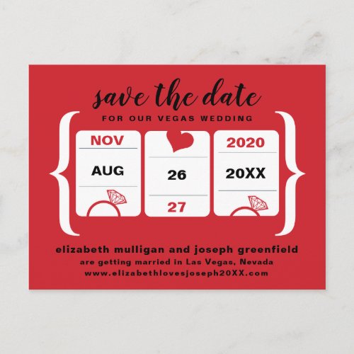Red Slot Machine Save the Date Wedding Announcement Postcard