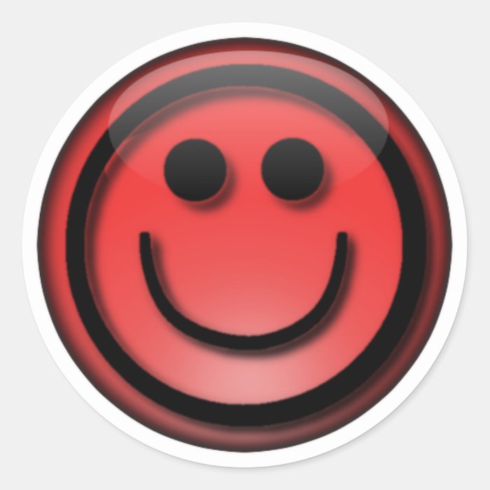 Red Smiley Face Round Stickers