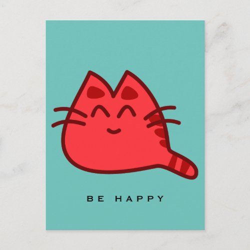 Red Smiling Kitty Cat Postcard