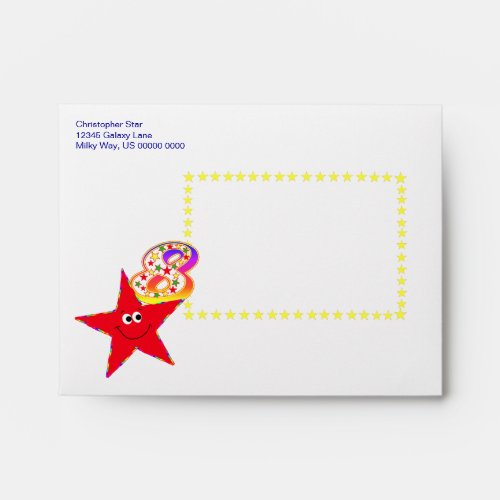 Red Smiling Star 8th Birthday Party A2 Envelope
