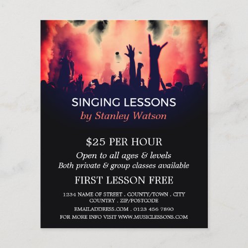 Red Smoke Concert Crowd Vocalist Lessons Flyer