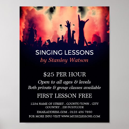Red Smoke Concert Crowd Vocalist Lessons Poster
