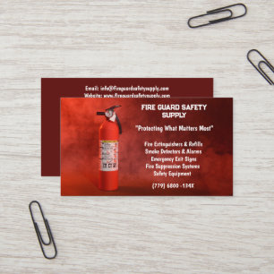 Red Smoke & Fire Extinguisher Fire Safety Business Card