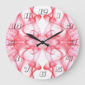 Red Smoke Symmetrical Minimalist Abstract Large Clock