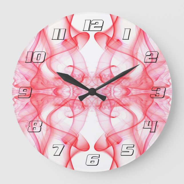 Red Smoke Symmetrical Minimalist Abstract Large Clock (Front)