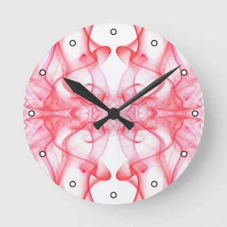 Red Smoke Symmetrical Minimalist Abstract Round Clock