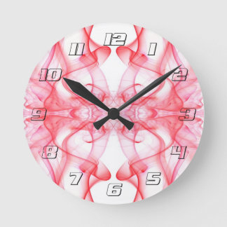 Red Smoke Symmetrical Minimalist Abstract Round Clock