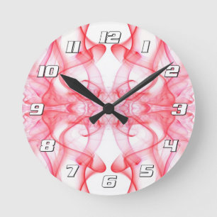 Red Smoke Symmetrical Minimalist Abstract Round Clock
