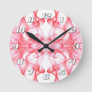 Red Smoke Symmetrical Minimalist Abstract Round Clock
