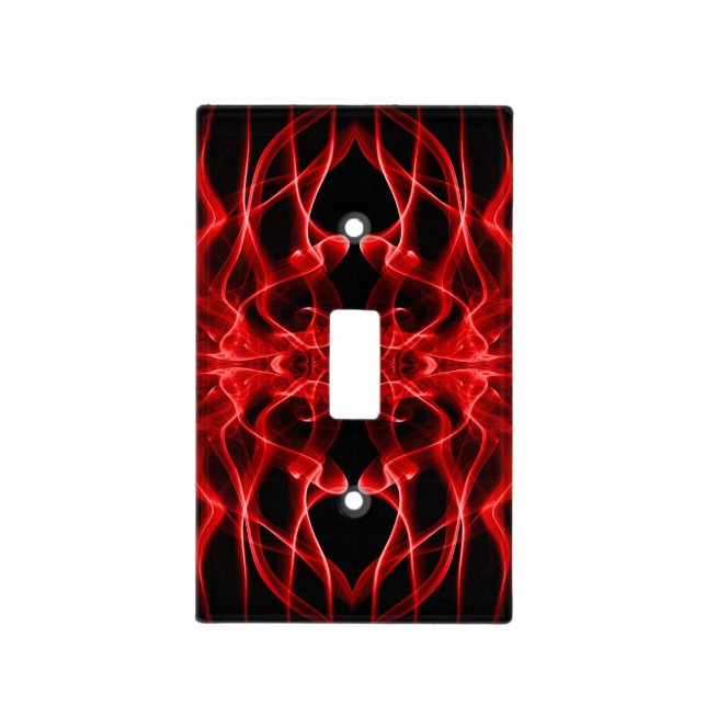 Red Smoke Symmetrical Minimalist Black Light Switch Cover (Front)