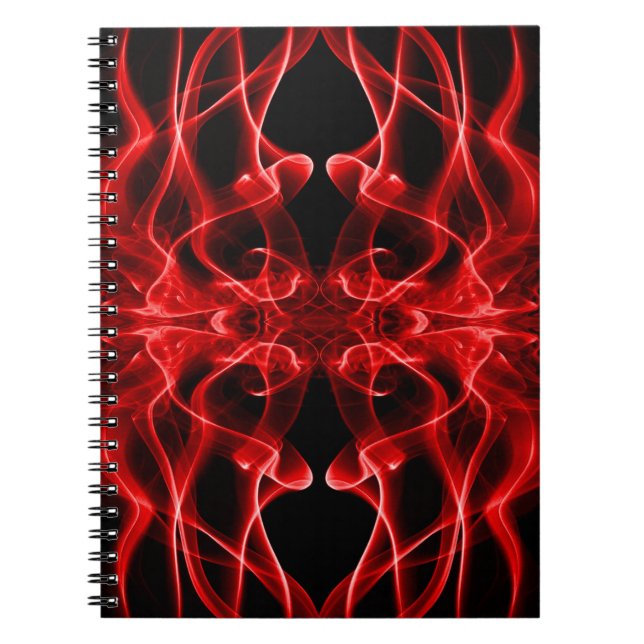 Red Smoke Symmetrical Minimalist Black Notebook (Front)