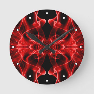 Red Smoke Symmetrical Minimalist Black Round Clock