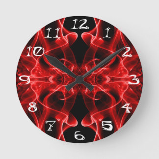 Red Smoke Symmetrical Minimalist Black Round Clock