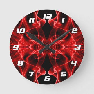 Red Smoke Symmetrical Minimalist Black Round Clock