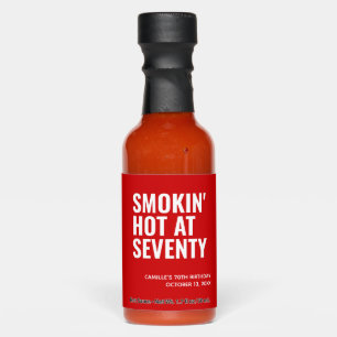 Red Smokin Hot 70th Birthday Party Favor Hot Sauce