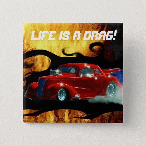 Red Smoking Doorslammer Drag_racing Car Button