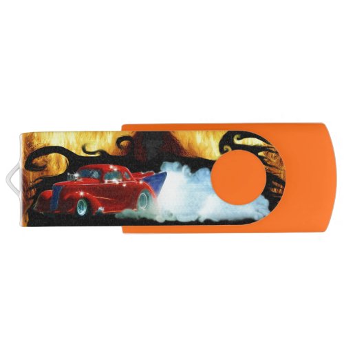 Red Smoking Doorslammer Drag_racing Car Flash Drive