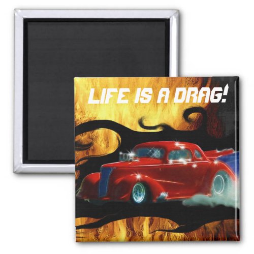 Red Smoking Doorslammer Drag_racing Car Magnet