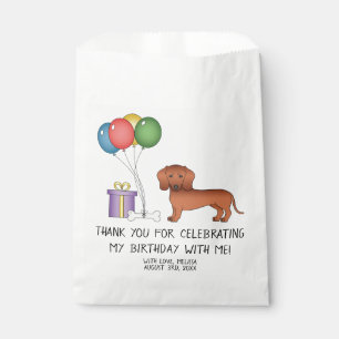 Red Smooth Coat Dachshund Cartoon Dog - Birthday Favor Bag