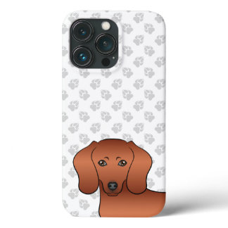 Red Smooth Coat Dachshund Cute Cartoon Dog Head iPhone 13 Pro Case