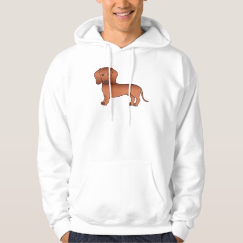 Red Smooth Coat Dachshund Cute Cartoon Dog Hoodie