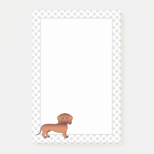 Red Smooth Coat Dachshund Cute Cartoon Dog & Paws Post-it Notes