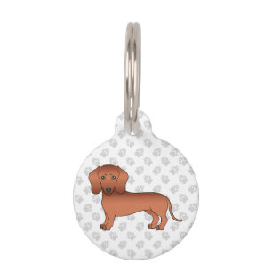 Red Smooth Coat Dachshund Cute Cartoon Dog Pet ID Tag